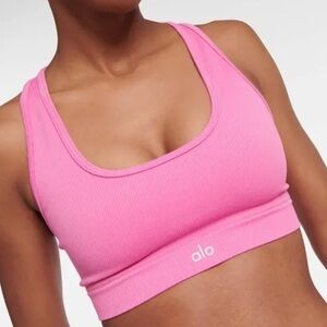 Alo Yoga Seamless Ribbed Bra Paradise Pink S